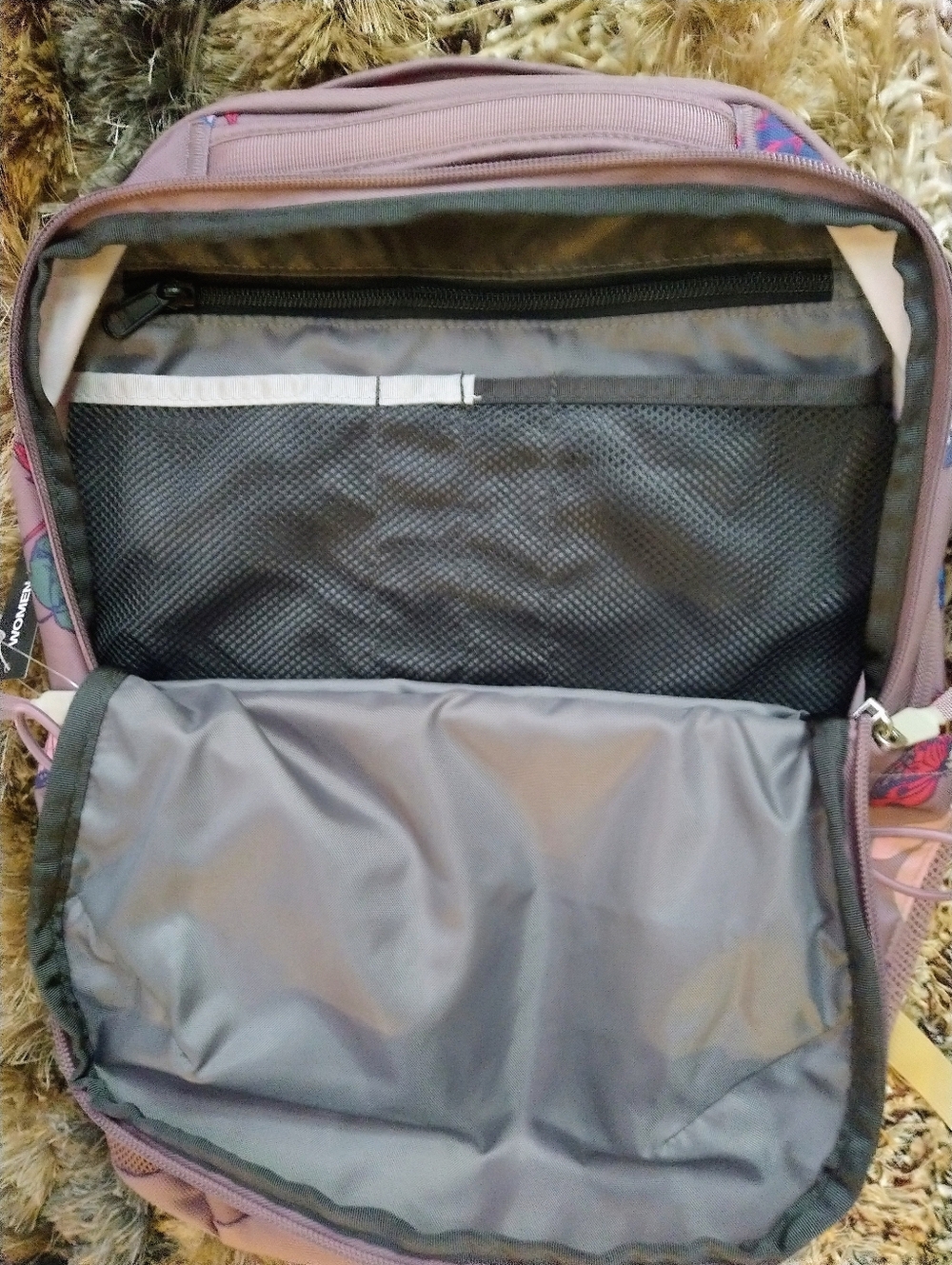The North Face Jester Backpack in Fawn Grey Fall w/Purple ๐ Accents + Bonus - Picture 2 of 11